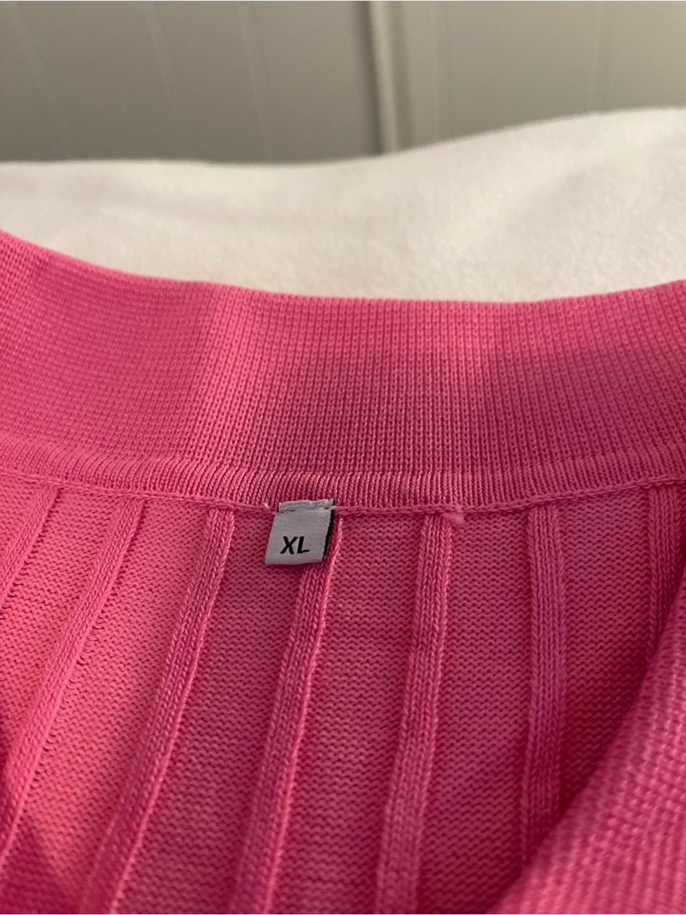 Amazon Pink Ribbed Button-Front Midi Dress - Picture 3 of 7